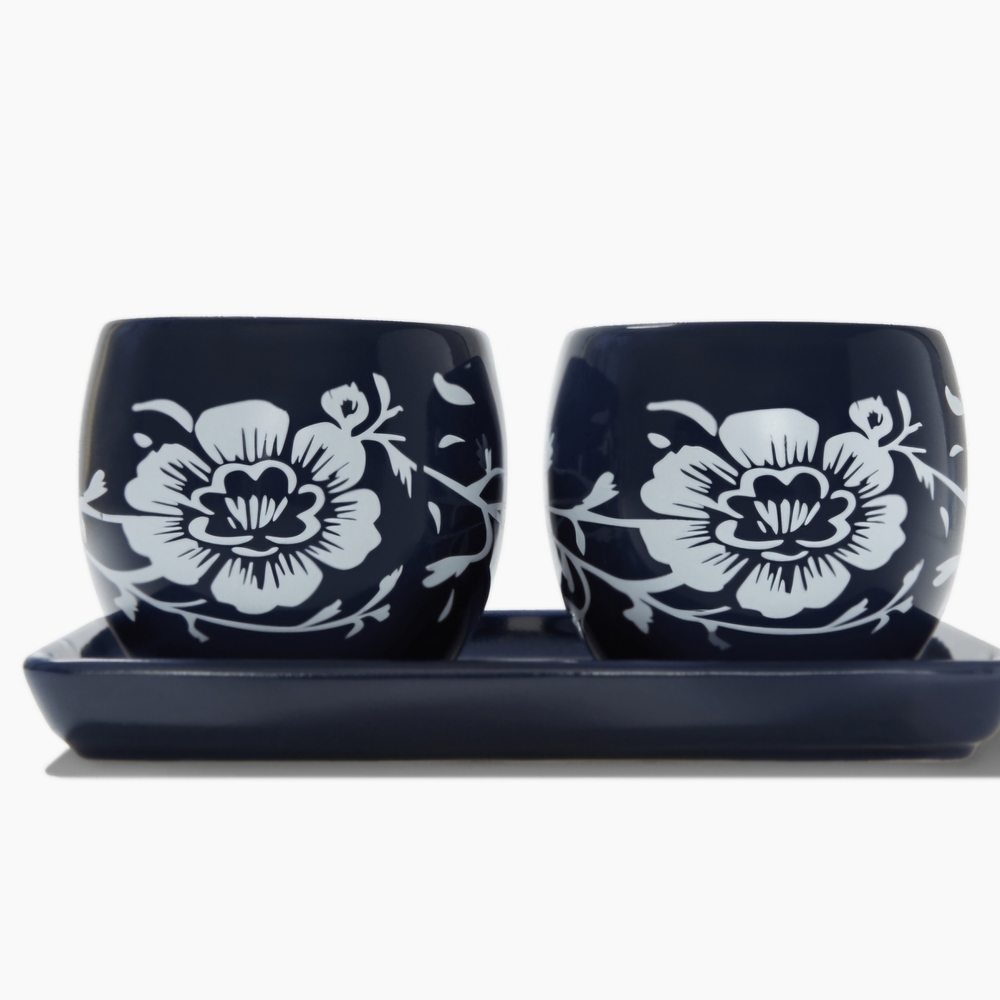 Summer & Rose Navy and White Ceramic Planter Set